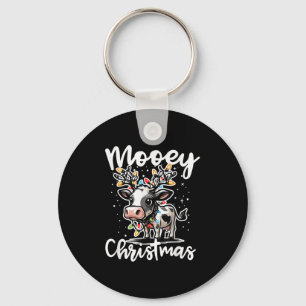 Mooey Christmas Heifer Cow Reindeer Christmas Ligh Key Ring