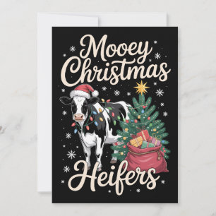 Mooey Christmas Heifers Cow Santa Hat Xmas Tree Invitation