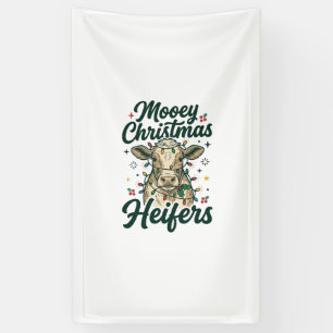 Mooey Christmas Heifers Funny Cow Christmas Design Banner