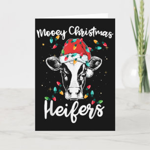 Mooey Christmas Heifers Santa Xmas Lights Cow Love Card