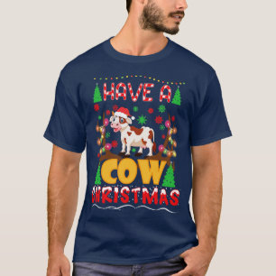 Mooey Christmas Heifers Santa Xmas Lights Cow Love T-Shirt