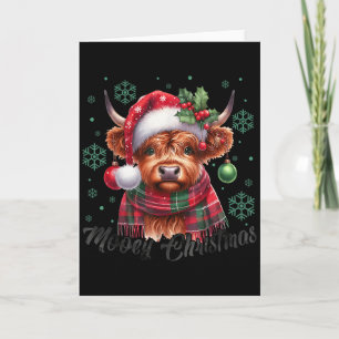 Mooey Christmas Highland Cow Christmas Lights Cow  Card