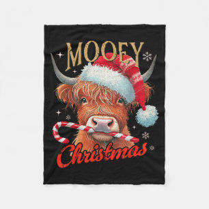 Mooey Christmas Highland Cow Design Xmas Cow Lover Fleece Blanket