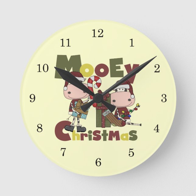 Mooey Christmas Round Clock (Front)