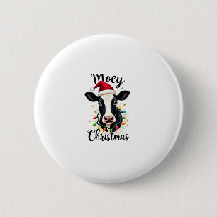 Mooey Christmas Santa Christmas Lights Cow Lovers 6 Cm Round Badge