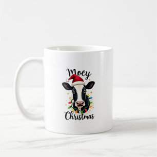 Mooey Christmas Santa Christmas Lights Cow Lovers Coffee Mug