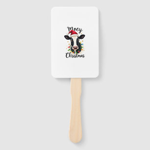 Mooey Christmas Santa Christmas Lights Cow Lovers Hand Fan