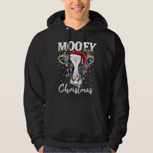 Mooey Christmas Santa Christmas Lights Cow Lovers Hoodie
