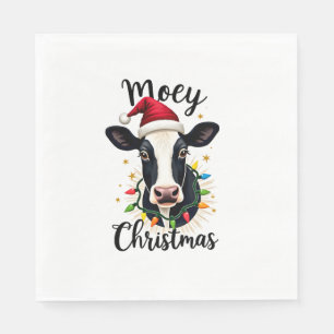 Mooey Christmas Santa Christmas Lights Cow Lovers Napkin