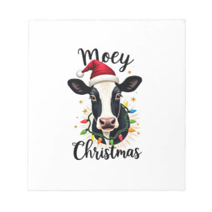 Mooey Christmas Santa Christmas Lights Cow Lovers  Notepad