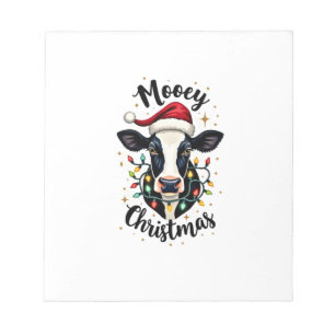 Mooey Christmas Santa Christmas Lights Cow Lovers  Notepad