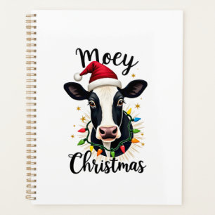 Mooey Christmas Santa Christmas Lights Cow Lovers Planner