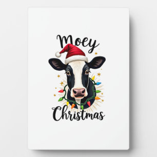 Mooey Christmas Santa Christmas Lights Cow Lovers Plaque