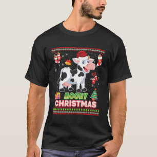 Mooey Christmas Santa Cow Farmer Pajama Sweater Ug
