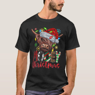 Mooey Christmas Santa Hat Xmas Lights Cow Lovers P T-Shirt