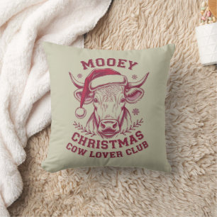 Mooey Christmas Western Cow Lover Club Xmas Season Cushion