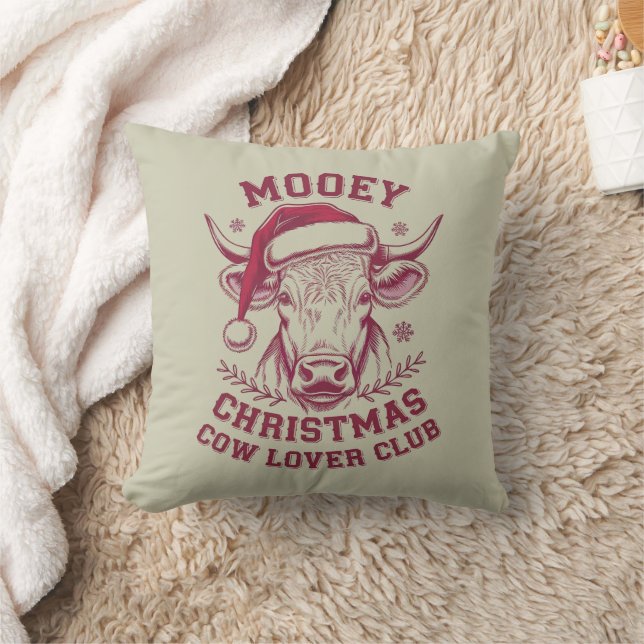 Mooey Christmas Western Cow Lover Club Xmas Season Cushion (Blanket)