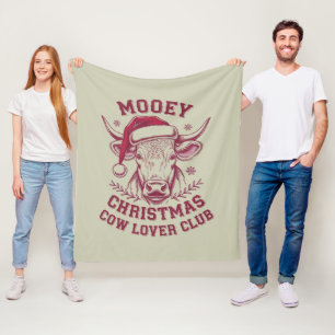 Mooey Christmas Western Cow Lover Club Xmas Season Fleece Blanket