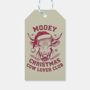 Mooey Christmas Western Cow Lover Club Xmas Season Gift Tags