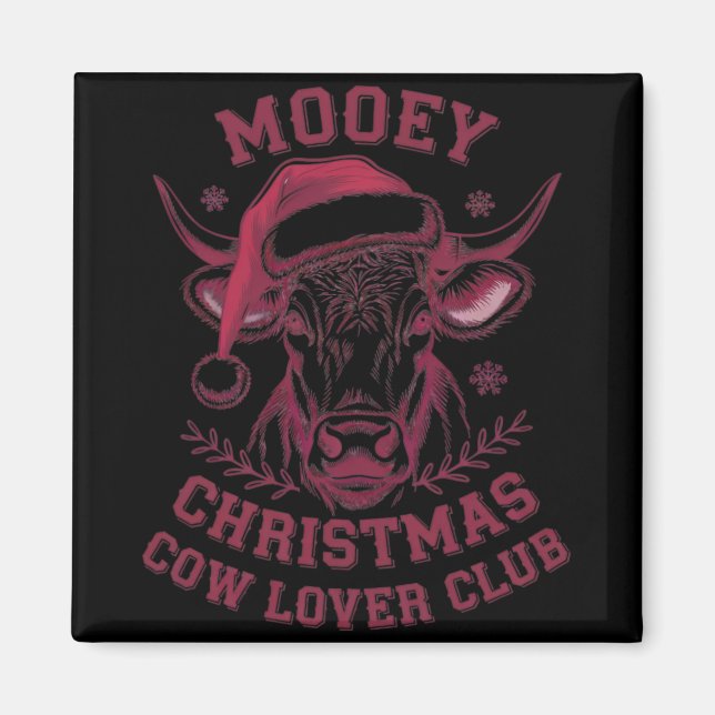 Mooey Christmas Western Cow Lover Club Xmas Season Magnet (Front)
