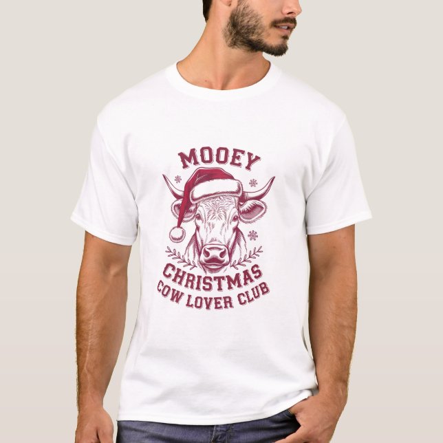 Mooey Christmas Western Cow Lover Club Xmas Season T-Shirt (Front)
