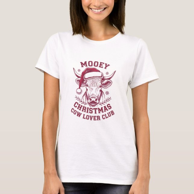 Mooey Christmas Western Cow Lover Club Xmas Season T-Shirt (Front)
