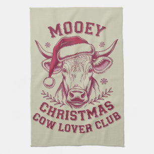 Mooey Christmas Western Cow Lover Club Xmas Season Tea Towel