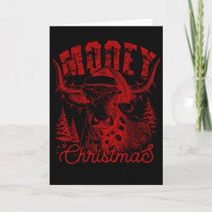 Mooey Christmas Western Heifer Highland Cow Santa  Card