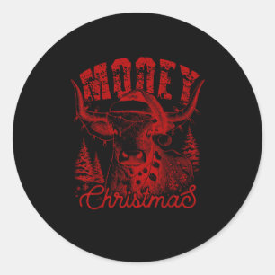 Mooey Christmas Western Heifer Highland Cow Santa  Classic Round Sticker