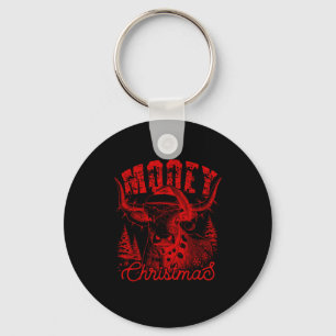 Mooey Christmas Western Heifer Highland Cow Santa Key Ring