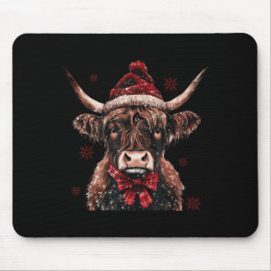 Mooey Christmas Western Highland Cow Lover Santa H Mouse Pad