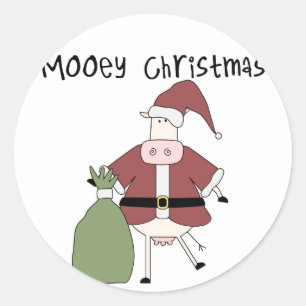 Mooey Cow Christmas Tshirts and Gifts Classic Round Sticker