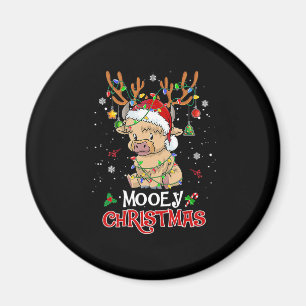 Mooey Highland Cow Christmas Magnet