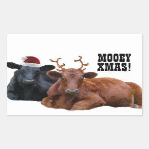 Mooey Merry Christmas Cows Stickers