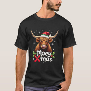 Mooey Xmas Santa Hat Women Men Merry Christmas Hig T-Shirt