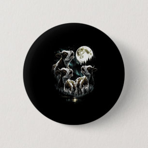 Mooing 3 cow at moon vintage funny 80s-90s retro 6 cm round badge