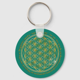 Moola Mantra / Blume Des Lebens   green Key Ring