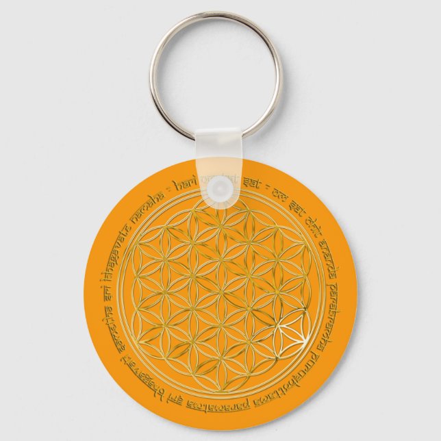 Moola Mantra / Blume Des Lebens | orange Key Ring (Front)