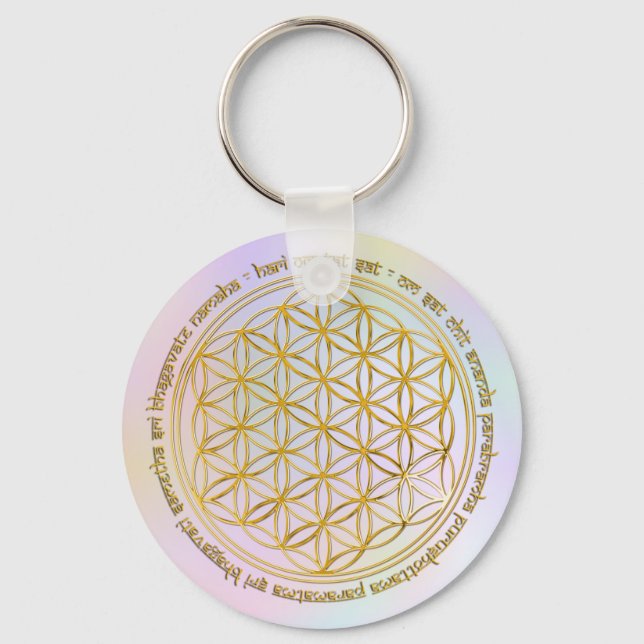 Moola Mantra / Blume Des Lebens | pastell Key Ring (Front)