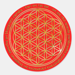 Moola Mantra / Blume Des Lebens / red light BG Classic Round Sticker