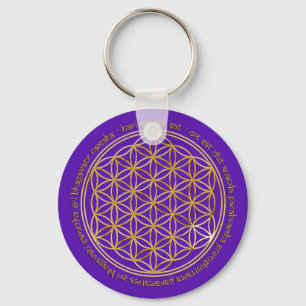 Moola Mantra / Blume Des Lebens violet Key Ring