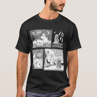 Moomin Pappa Flower Black Outline T-Shirt