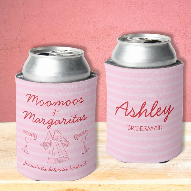 Moomoos & Margaritas Pink & Red Bachelorette Can Cooler (Moomoos & Margaritas Pink & Red Bachelorette Can Cooler)