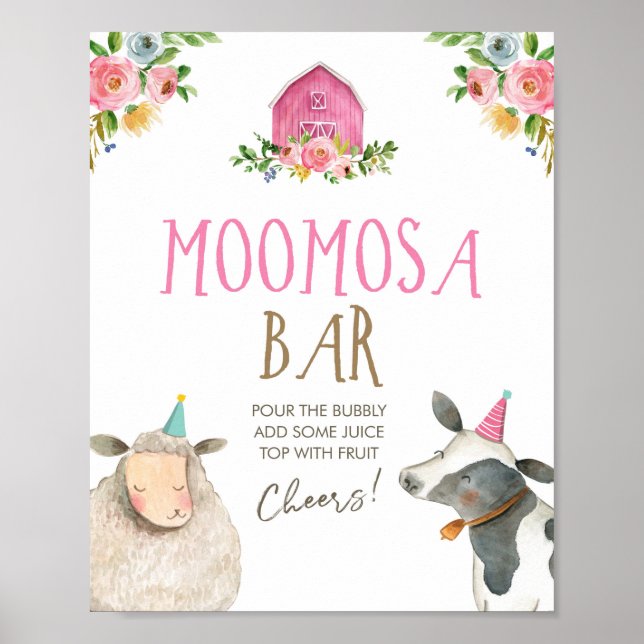 Moomosa Bar Mimosa Farm Animals Barnyard Birthday  Poster (Front)