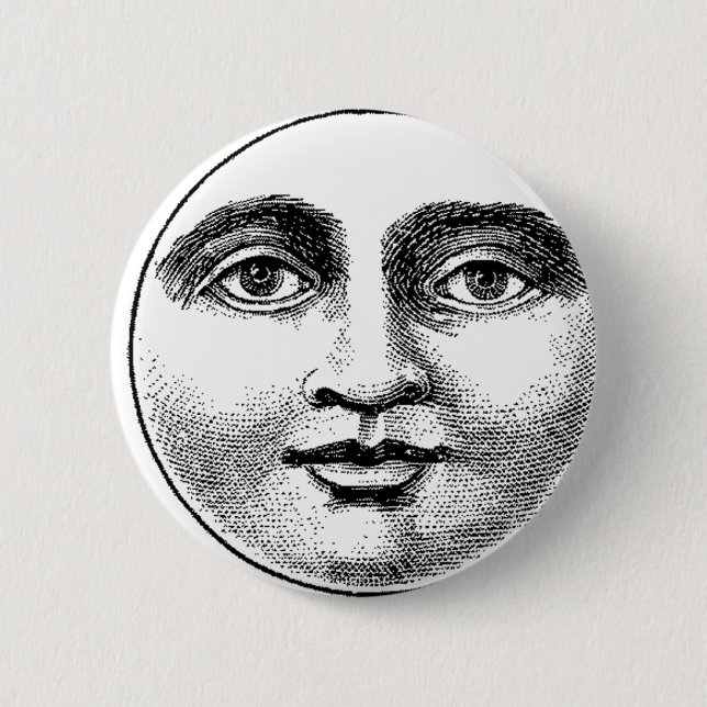 Moon 6 Cm Round Badge (Front)