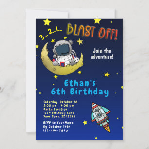 Moon Adventure Birthday Party Invitation