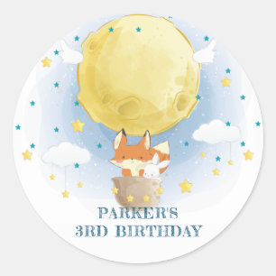 Moon Air Balloon Personalised Birthday Classic Round Sticker