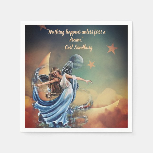 Moon and Angel Dream Paper Party Napkins (Front)