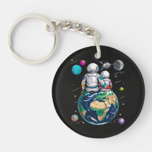 Moon And Astronaut Key Ring