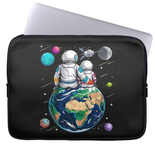 Moon And Astronaut Laptop Sleeve (Front)